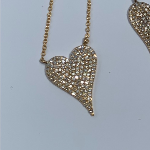 White Diamond 14k heart necklace 16-17 inch lab diamonds yellow - Picture 3 of 5